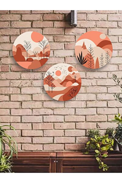 HomeJamin 3lü Ahşap Mdf Set Son Bahar Pastel tablo Modern Duvar Dekoru balkon...