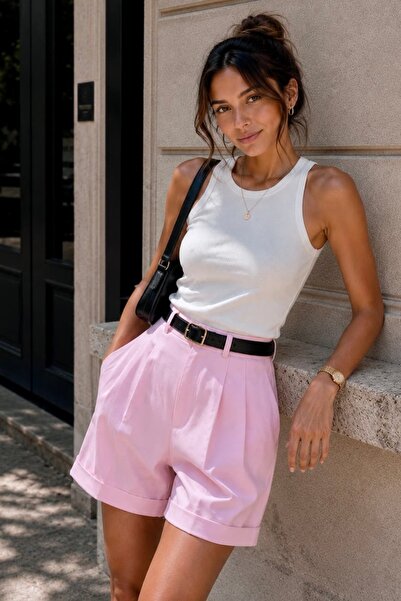 bb butik basic High Waist Double-Layer Pleated Shorts – Stylish Women's Short...