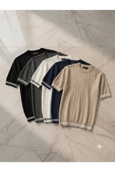 zs zaos fashion Set avantajos de 5 tricouri pentru bărbați, cu mânecă scurtă,...