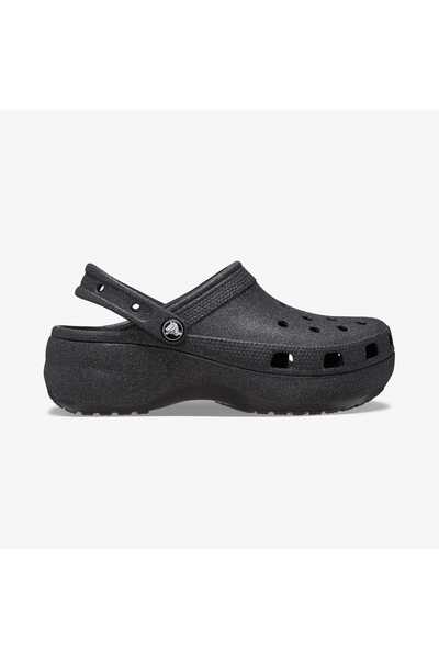 Crocs Classic Platform Glitter Clog Women's Black Sandals Juststep