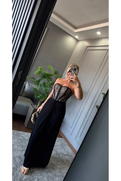 timagna Women's Dress Non-Slip Sandy Fabric Strapless Maxi Length Corset Dress
