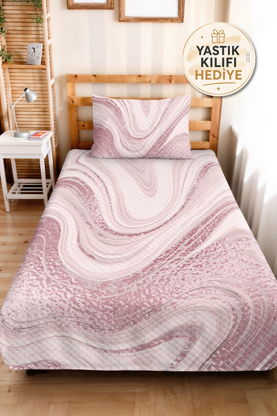 Evimde Bambaşka Pink Marble Geometric Teen Room Single Pique Set - Pastel 160...