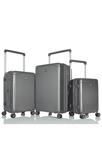 Assoda 3-Piece Polycarbonate Wide Handle Luggage Set - Dark Gray Color
