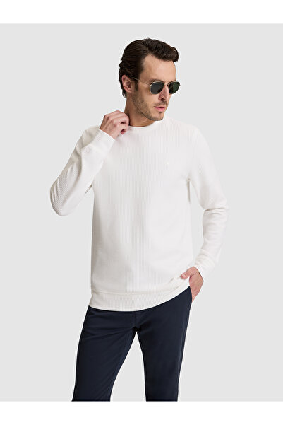 Cacharel White Regular Fit Cotton Blend Crew Neck Sweatshirt 50320606-Vr013