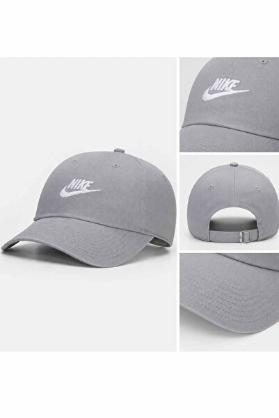 Nike Unisex Gray Hat Adjustable Sports Hat Embroidery Logo Daily Baseball Hat...