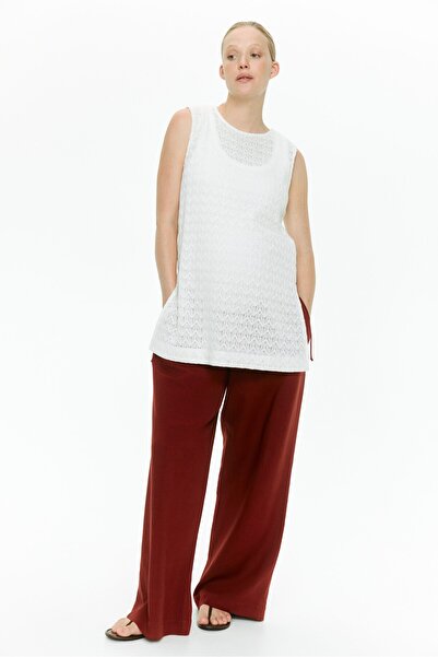 H&M MAMA Keten Karışımlı ve Büzgü Bağlı Pantolon