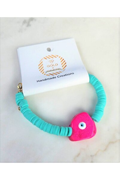 Handmade Καλοκαιρινό βραχιόλι με φούξια πέτρα