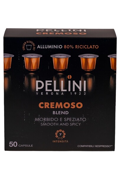 PELLİNİ Cremoso Cafea capsule 50 bucati, compatibil Nespresso, 275g (5.5g x 50)