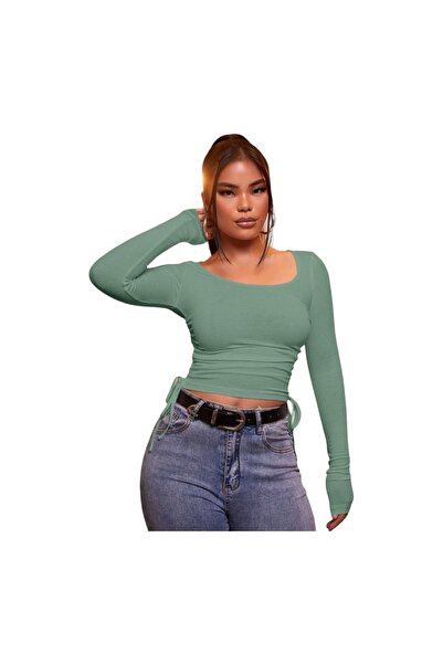 ELİSA Women's Long Sleeve Ruched Top – Trendy & Lightweight