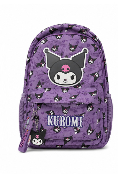 kuromi حقيبة مدرسية مرخصة بثلاثة أقسام منقوشة