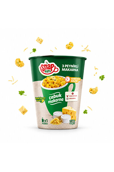snap eats SNAPEATS BARDAKTA 3 PEYNİRLİ ÇABUK MAKARNA 65G