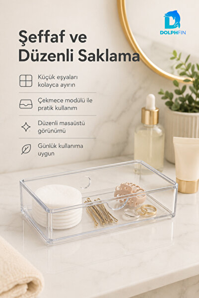 DolphFin Small Drawer Module Transparent Cosmetic Organizer Makeup Jewelry Li...