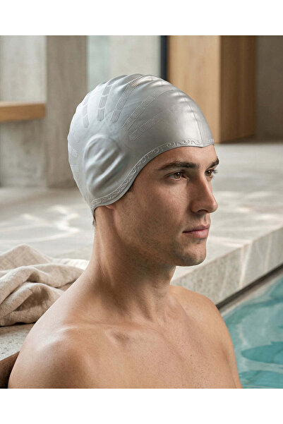 REDTAG Grey Silicone Swimming Cap