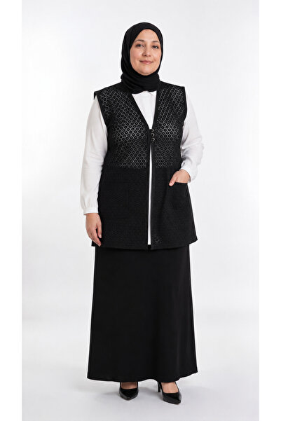 Trendline Trendy Women's Plus Size Black Lace Guipure Detailed Front Buttoned...