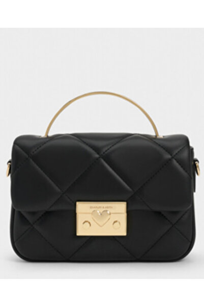Charlene Quilted Boxy Rectangular Tote -Black
