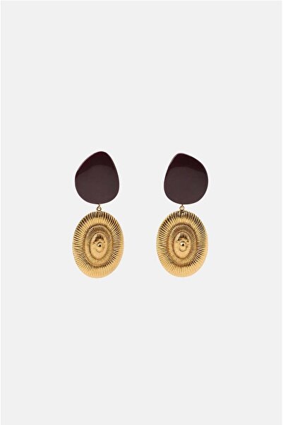 Alice İsstanbul Brand Burgundy Stone Sea Shell Earrings