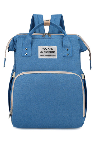 unbranded 2 in 1 τσάντα πλάτης και παιδικό κρεβατάκι TMV-0052, αδιάβροχη, μπλε