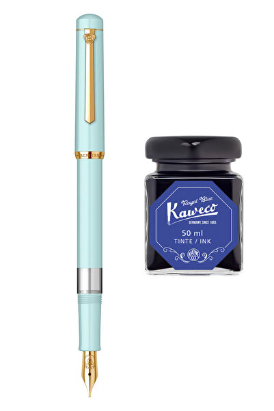 Kaweco Scrikss Pistonlu Mint Dolma Kalem + 50 ml Mavi Şişe Mürekkep (Wiz Design)