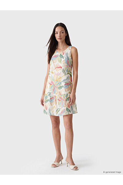 LC Waikiki NEVAVM Rochie mini cu decolteu oval și volane florale