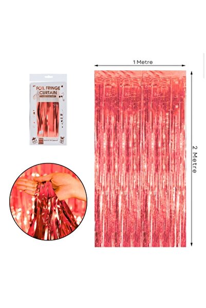 Öztürkpartievi 2 Pieces of Metallized Red Background Curtain 2*1m