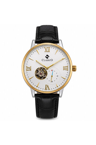 Clasico Elite Men's Open Heart Skeleton Leather Strap Watch – Premium Quartz ...
