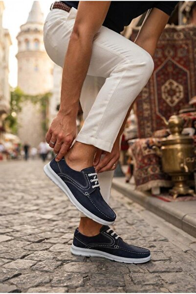 Mehmet Mete 42595 Soft Lightweight Lace-Up Nubuck Genuine Leather Men's Shoes