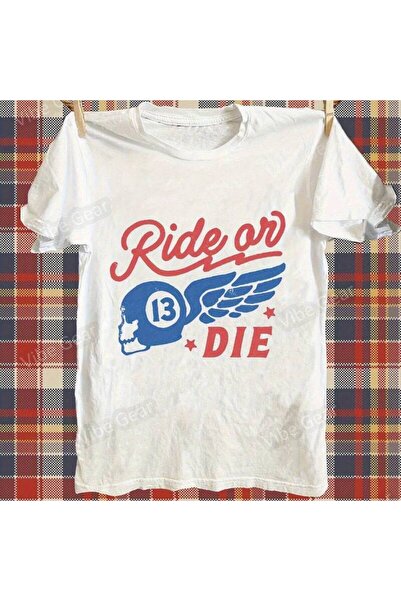 BASEPULSE Men's "Ride or Die" Locomotive Enthusiast T-Shirt - Skull Helmet & ...