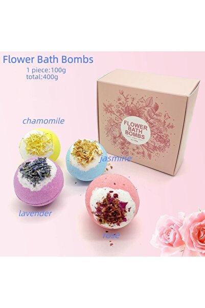 Geneic Flower Bath Bombs 4*100g roses, lavenders, jasmines, chamomiles