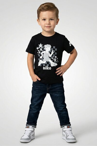Nike Toddlers Boy Graphic Print Short Sleeve Outdoor T-Shirt, Black