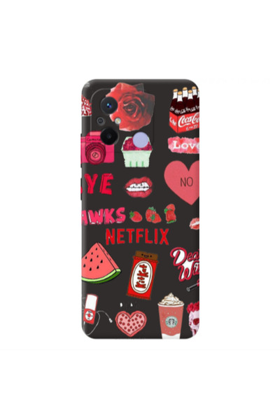 Other Xiaomi Redmi 12C pizza is my valentine Black Colored Silicone TPU Θήκη