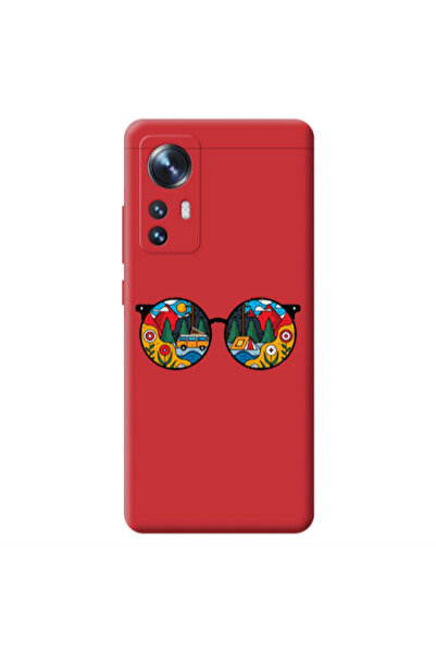 Other Xiaomi Mi 12 Round Glasses Red Colored Silicone TPU Θήκη