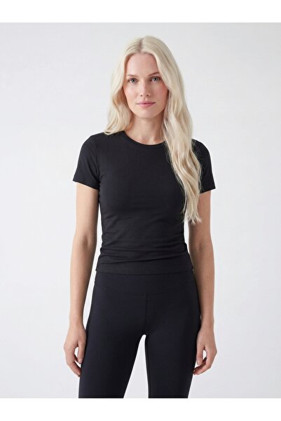 NOUX Pamuk Viskon Basic Esnek Bisiklet Yaka Body