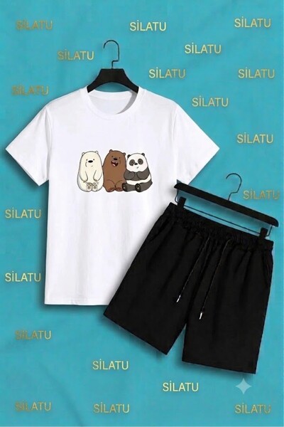 SILATU Unisex Family Bear Printed Shorts and T-Shirt Set