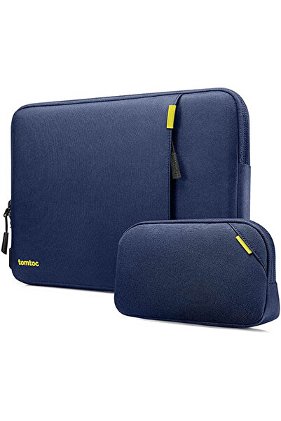 Tomtoc Husă pentru laptop de 13 inch cu buzunar pentru accesorii, albastru marin