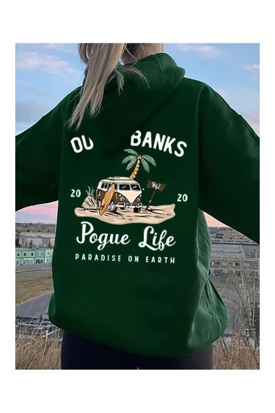 ZİYMO Unisex Hooded Sweatshirt with Back Print and Relaxed Fit