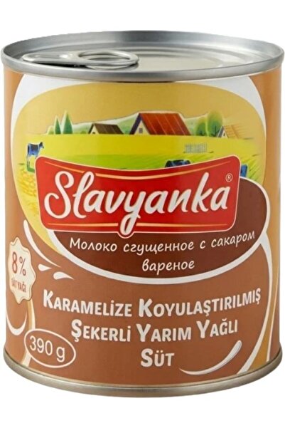 slavyanka KARAMELİZE KOYULAŞTIRILMIŞ ŞEKERLİ YARIM YAĞLI SÜT 390 GR*1'Lİ