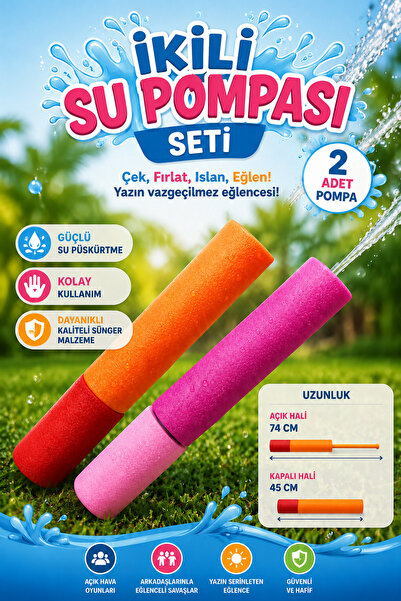YILDIRIM OYUNCAK Sünger Su Pompası Seti Güçlü Su Püskürtmeli Sünger Pompa Set...