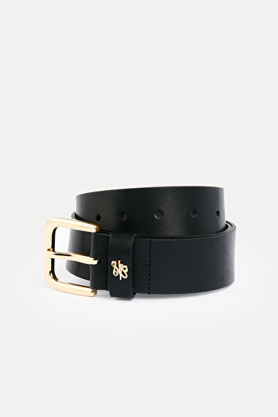 Ted Baker Siyah Gold Tokalı Deri Kemer