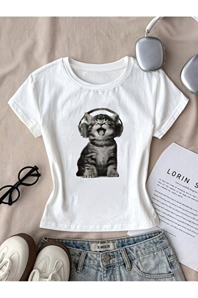 Touz Moda Kemer Boy slušalice, bluza sa mačkastim printom