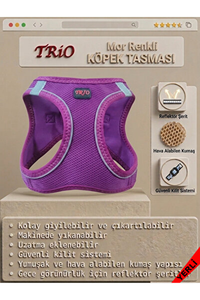 Trio Air -Mesh Küçük ve Orta Irk Kedi Köpek Göğüs Tasması Yumuşak, Nefes Alab...