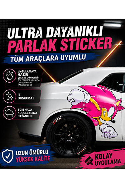 ÖZGÜL REKLAM 2 Pcs Sonic Sticker / Compatible with All Vehicles / Wheel-Top S...