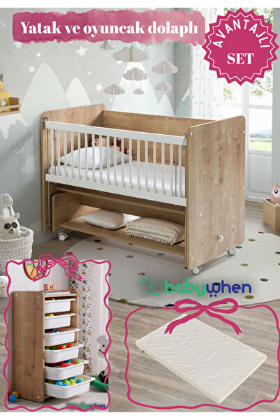 Babywhen Bebek Beşiği Park Yatak Oyuncak Dolaplı Avantajlı Set Anne Yanı Prat...