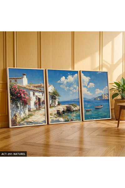 CeSht Sea View 3 Piece Wooden Framed Painting Act