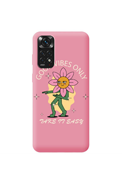 Other Xiaomi Redmi Note 11 4G Good Vibes Only Pink Colored Silicone TPU Θήκη