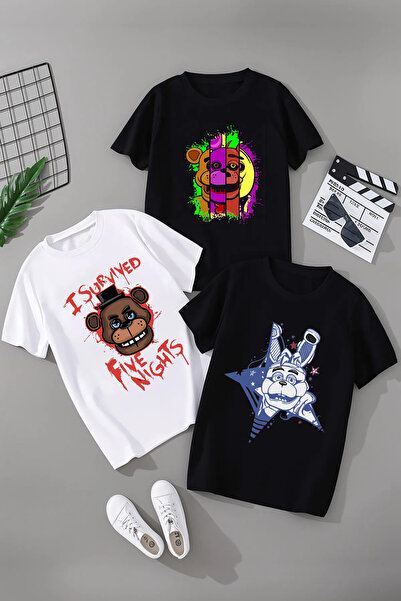 MAGORS Fnaf Printed 3-Piece Combination T-Shirt for Children and Youth