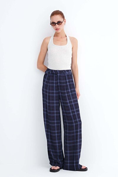 Addax Plaid Patterned Trousers Pn18531