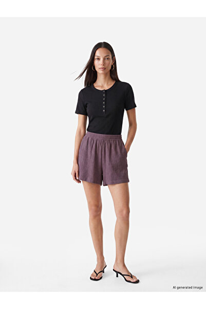 LC Waikiki Lilac Elastic Waist Textured Women's Shorts