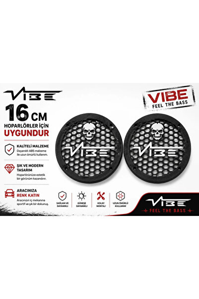 VİBE Black Death 16cm Hoparlör Kapağı - Logolu Kaliteli Plastik Midrange Hopa...