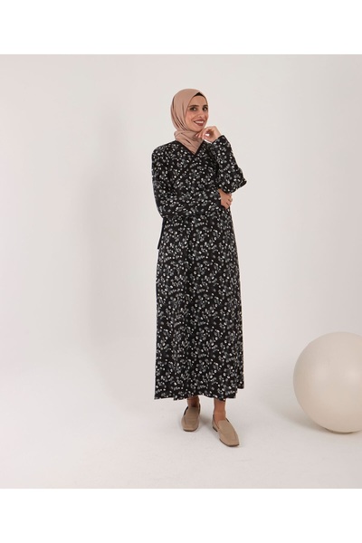 AYSUN TEKSTİL Women's Cotton Fabric Wide-Cut Side-Tie Prayer Dress & Prayer R...