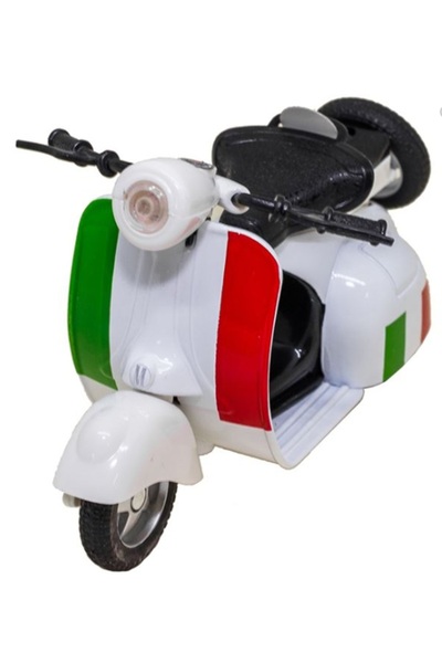Vespa Motocicletă miniaturală albă cu sunet și lumini 1:14
